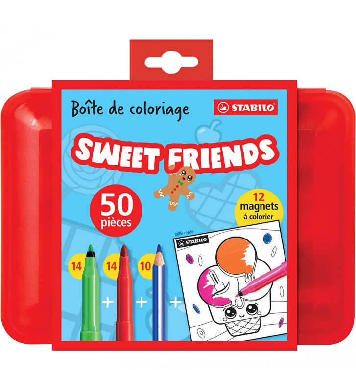Boîte de coloriage Sweet Friends 28 feutres +10 crayons+12 magnets à  colorier