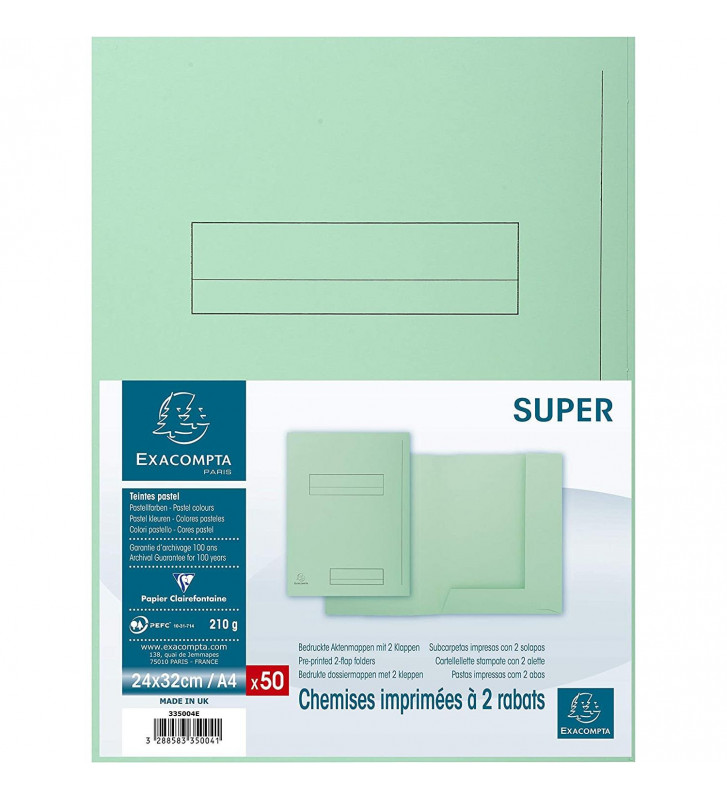 Exacompta Dossiermappen Forever 250 100% Gerecycleerd Lichtblauw A4 50 Exacompta Dossiermappen Forever 250 100% Gerecycleerd Lichtblauw A4 50