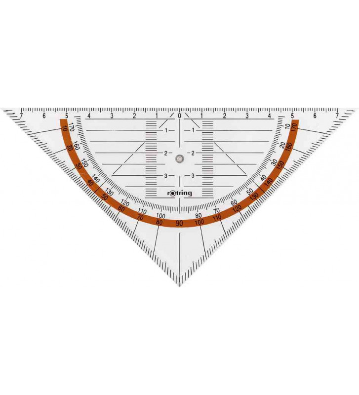 Aristo AR23003 College Geometry Triangle with Fixed Handle (Hypotenuse 16 cm, Nozzles and Facets, Polystyrene) Transparent