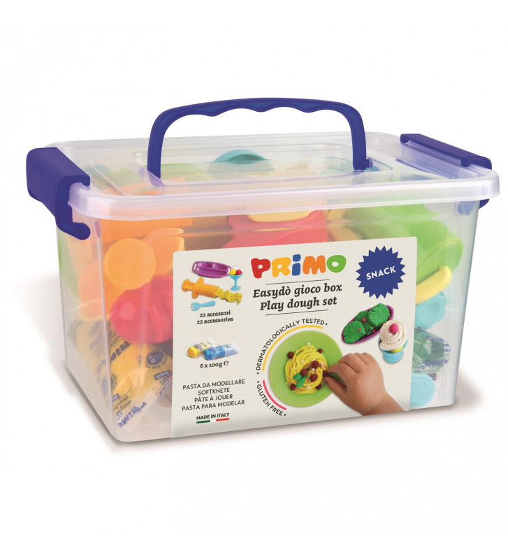 PRIMO Mallette Pâte à Modeler 6 x 100g et 16 Accessoires “snack