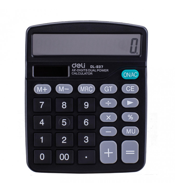 Calculatrice De Bureau DELI 12 Chiffres - Double Alimentation Solaire/piles - Grand écran LCD - 10